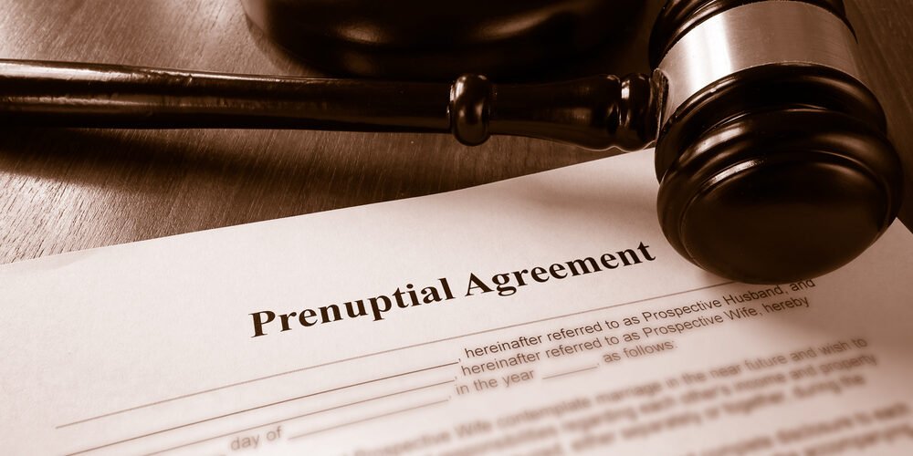 Prenup agreement and gavel
