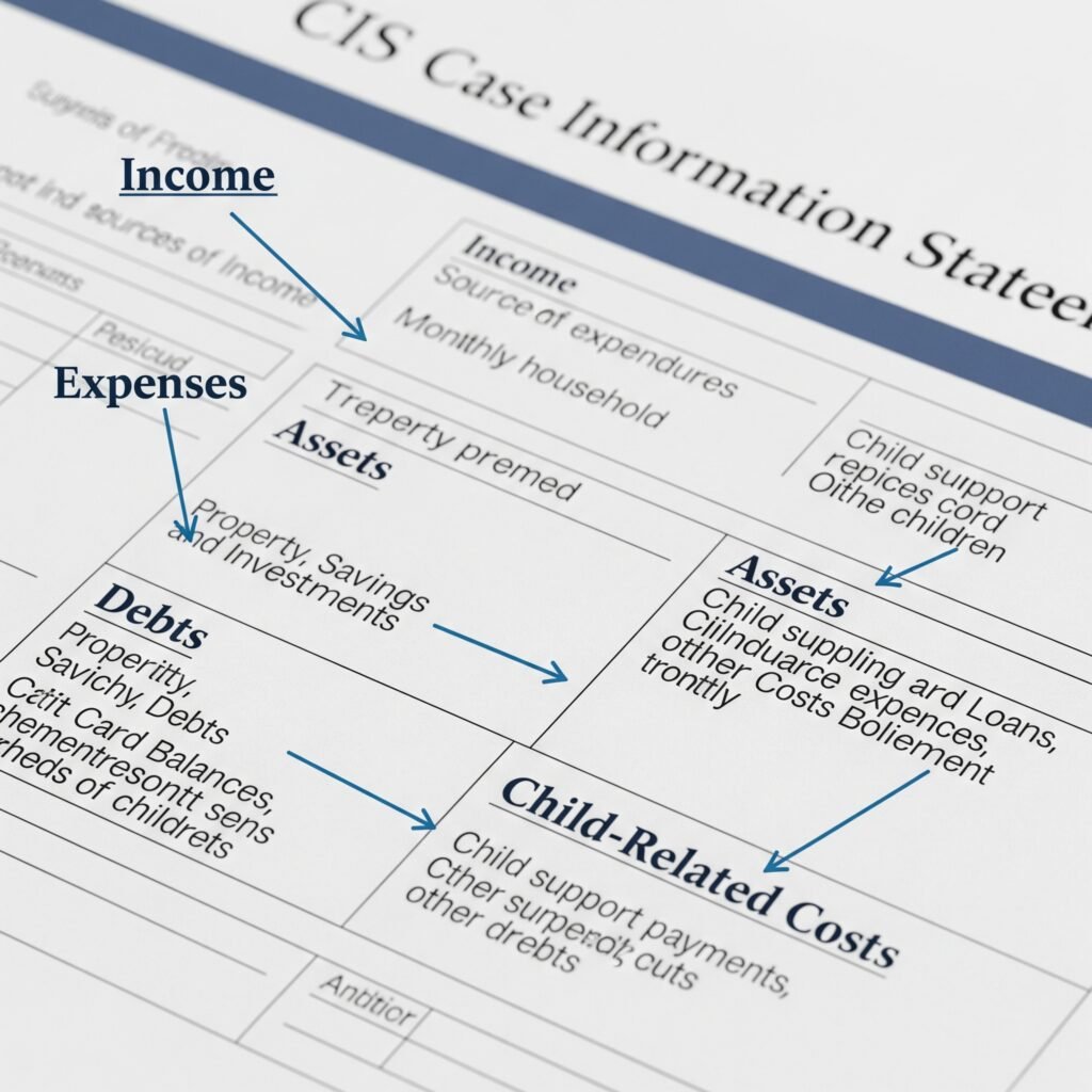 Annotated sample CIS highlighting key financial sections Annotated sample CIS highlighting key financial sections
