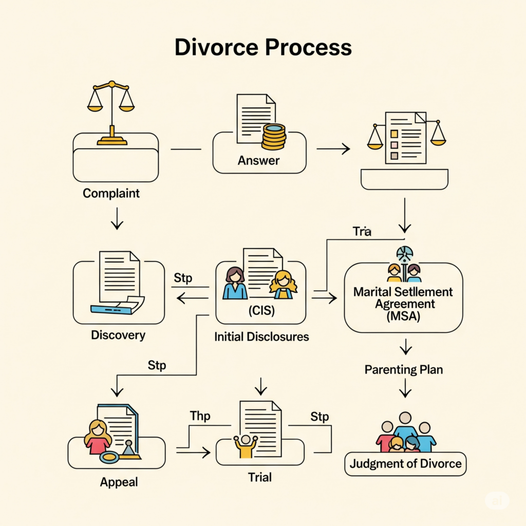 Divorce Process Flowchart with key document touchpoints Divorce Process Flowchart with key document touchpoints