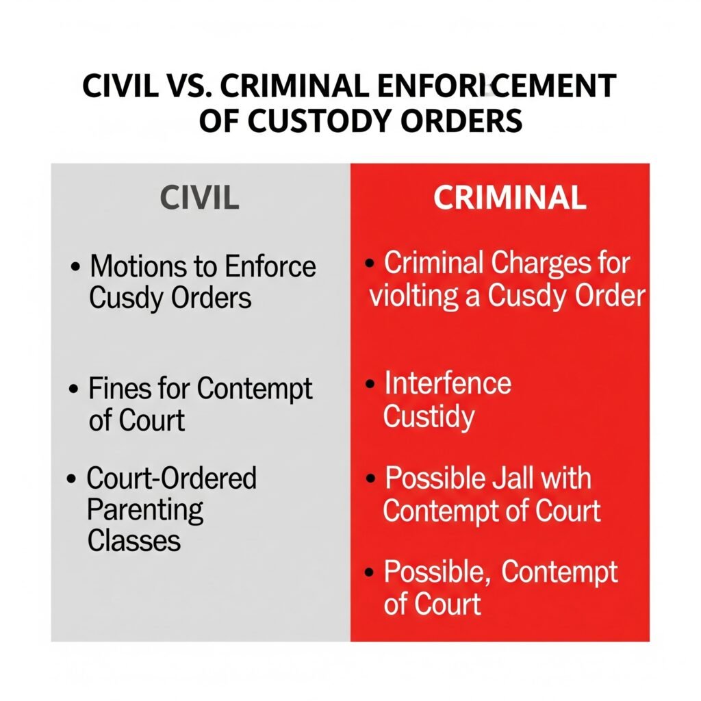 Comparison between civil and criminal enforcement of custody in NJ Comparison between civil and criminal enforcement of custody in NJ